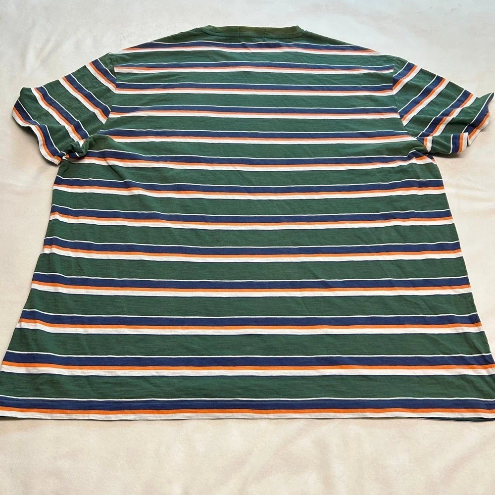 Polo Ralph Lauren Mens XL Classic Fit Striped Pocket T-Shirt Green Blue Orange